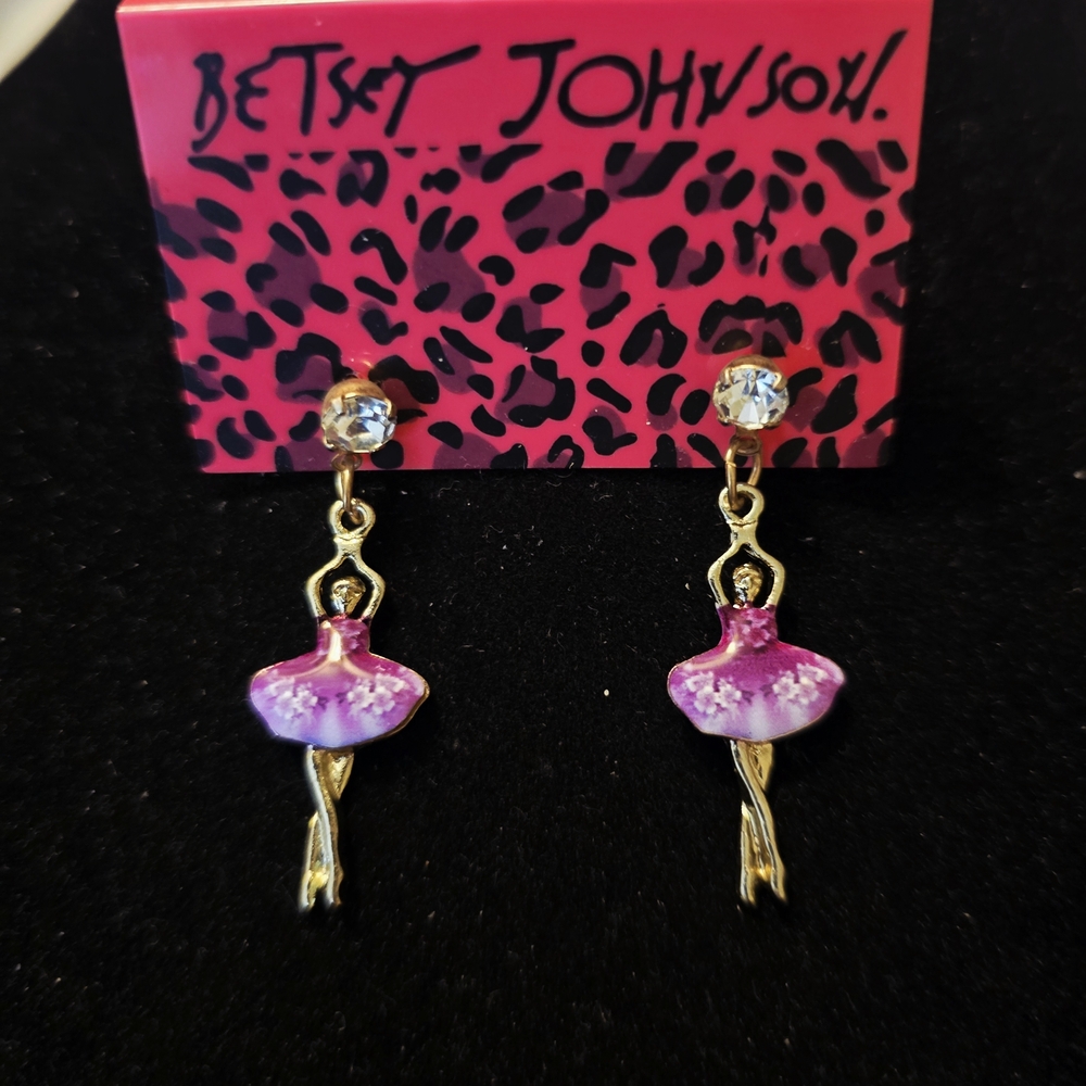Betsey Johnson Purple Ballerina Earrings